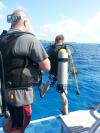 Conner’s giant stride from Divers Down boat in Grand Cayman