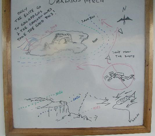 Darwins Arch - Dive briefing board
