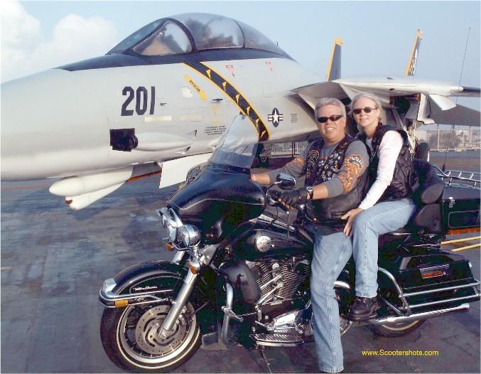 On the flight deck of the USS Lexington - yup... on da Harley