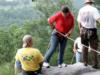 Me (yellow) teaching rappelling, 2010