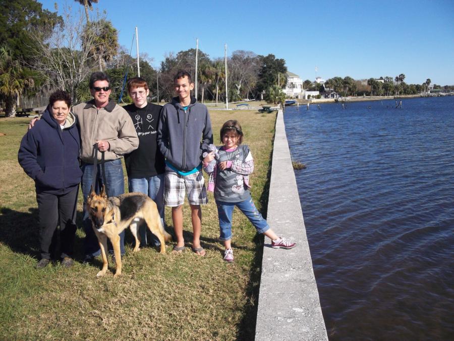 Greg, Eve and our kids with Rambo in Crystal River, FL