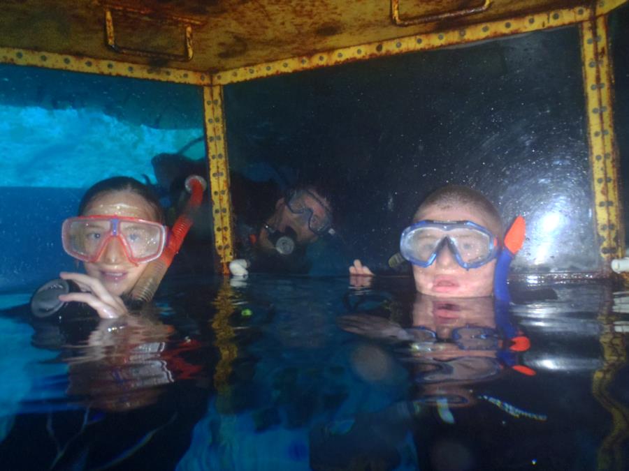 Blue Grotto - me photobombing my kids during their cert dives