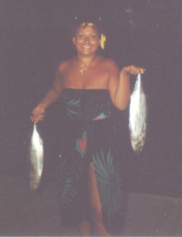 Josette with Bonito caught in Tahiti