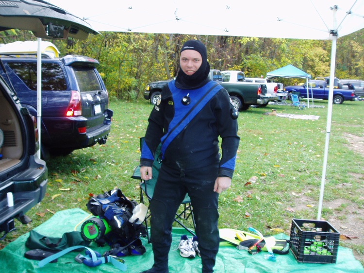 Posing prior to getting the drysuit wet.