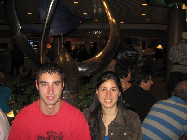 My sister and I on a boat cruise in the Pacific Ocean